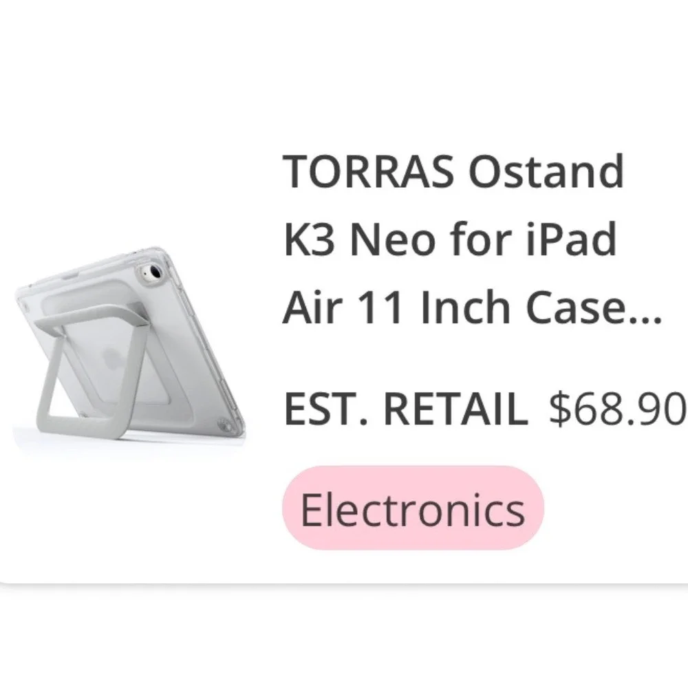 Torras ClearCase iPad Air 11 inch k3 Neo 2024 2025 White Kickstand Stylus Holder
